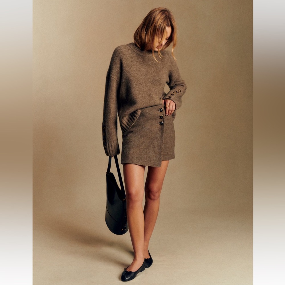 Sézane Brown Knit Mini Skirt